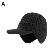 Men’s Winter Knitted Hat - Warm Peaked Cap with Ear Protection for Cycling & Outdoor Wear, Casual Fashion Beanie (21-23in)