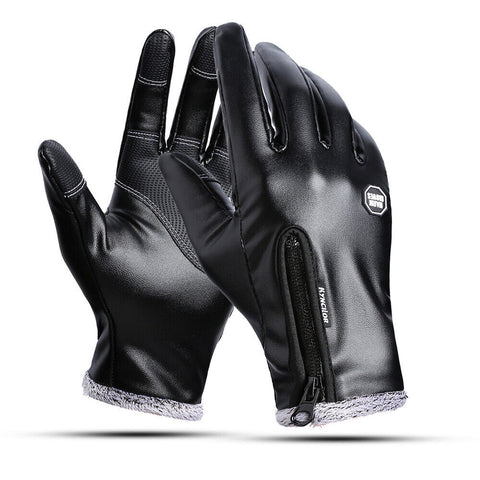 Men'S Winter Warm Leather Gloves Non-Slip Windproof Driving Touch Screen Gloves