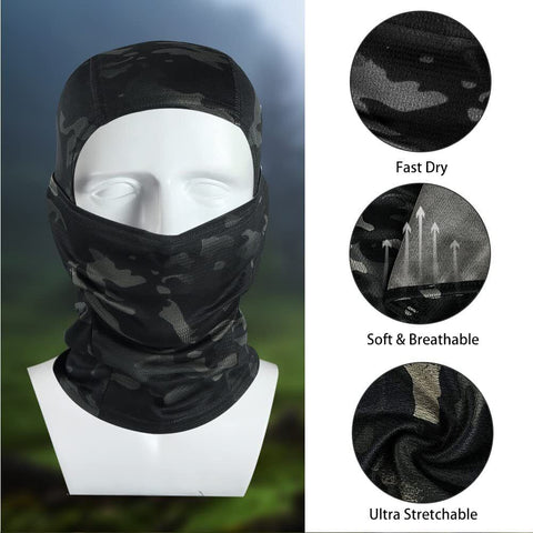 Camo Balaclava Face Mask - UV Protection, Lightweight, Durable, and Breathable for Skiing, Tactical Use, and Outdoor Activities