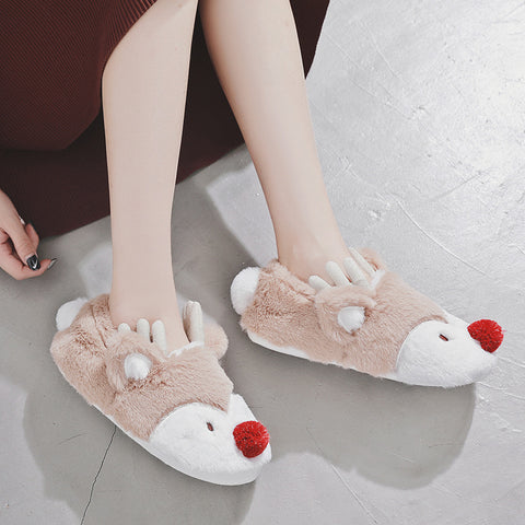 Christmas Style Cute Fawn Fur Bag With Women's Slippers