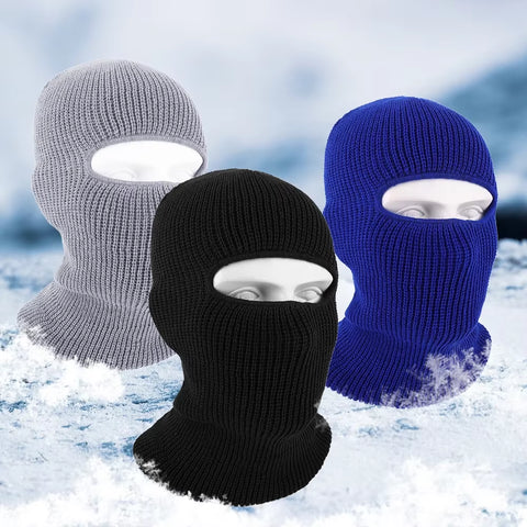 2-in-1 Winter Knitted Beanie with Mask - Trendy Full-Face Balaclava Hat for Men, Tactical Ski Cap with Earmuffs