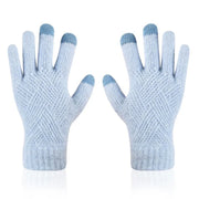 Women's Winter Knitted Full Finger Gloves - Solid Woolen Touch Screen Mittens for Cycling and Driving