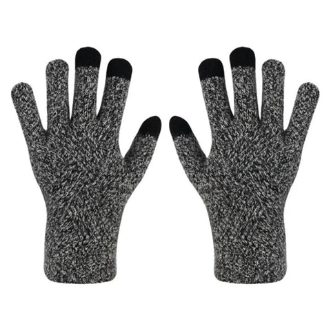 Women's Winter Knitted Full Finger Gloves - Solid Woolen Touch Screen Mittens for Cycling and Driving