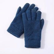 Women's Winter Knitted Full Finger Gloves - Solid Woolen Touch Screen Mittens for Cycling and Driving