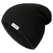 Unisex Knitted Winter Beanie - Solid Hip-Hop Style, 11 Colors with Letter Design for Men, Women, Boys & Girls