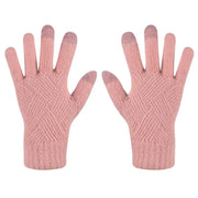 Women's Winter Knitted Full Finger Gloves - Solid Woolen Touch Screen Mittens for Cycling and Driving