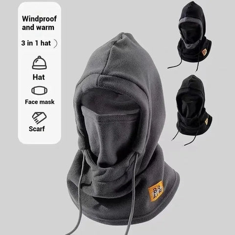 3-in-1 Winter Warm Hat with Mask & Neck Warmer - Windproof Balaclava for Men & Women, Perfect for Cycling & Cold Weather Protection