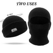 2-in-1 Winter Knitted Beanie Hat with Mask - Full-Face Balaclava for Men, Tactical Ski Cap with Earmuffs for Cycling