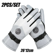 Winter Waterproof Snow Gloves - Unisex PU Leather, Non-Slip, Touchscreen Ski & Motorcycle Cycling Gloves with Fleece Lining