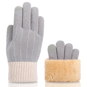 Women's Winter Knitted Full Finger Gloves - Solid Woolen Touch Screen Mittens for Cycling and Driving