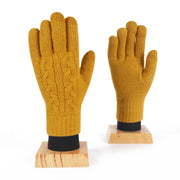 Women's Winter Knitted Full Finger Gloves - Solid Woolen Touch Screen Mittens for Cycling and Driving