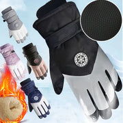 Winter Waterproof Snow Gloves - Unisex PU Leather, Non-Slip, Touchscreen Ski & Motorcycle Cycling Gloves with Fleece Lining