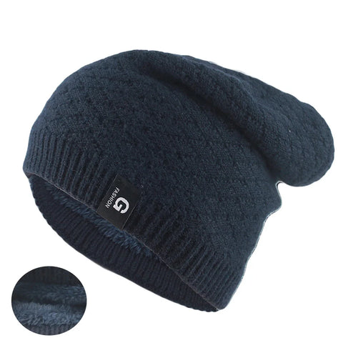 Winter Warm Knitted Beanie - Unisex Fashion Letter Design, Thick Outdoor Hat for Sports & Casual Wear