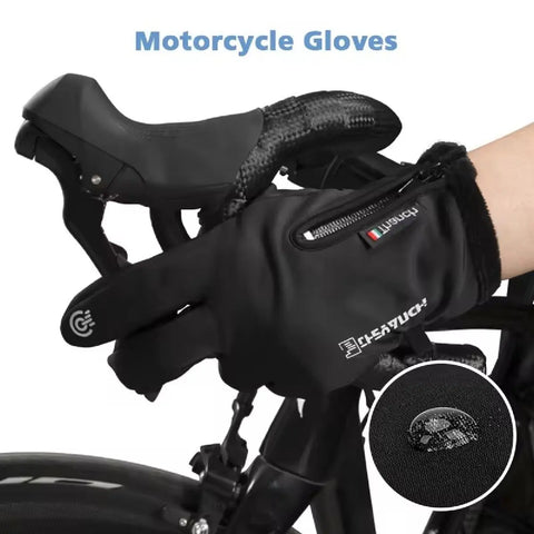 Professional Waterproof Thermal Motorcycle Gloves with Fleece Lining and Touch Screen Capability for Winter Riding