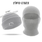 2-in-1 Winter Knitted Beanie Hat with Mask - Full-Face Balaclava for Men, Tactical Ski Cap with Earmuffs for Cycling