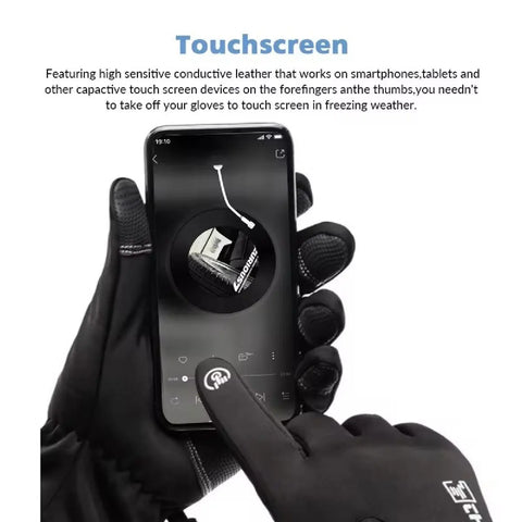 Professional Waterproof Thermal Motorcycle Gloves with Fleece Lining and Touch Screen Capability for Winter Riding