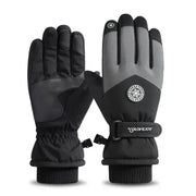 Winter Waterproof Snow Gloves - Unisex PU Leather, Non-Slip, Touchscreen Ski & Motorcycle Cycling Gloves with Fleece Lining