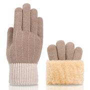 Women's Winter Knitted Full Finger Gloves - Solid Woolen Touch Screen Mittens for Cycling and Driving