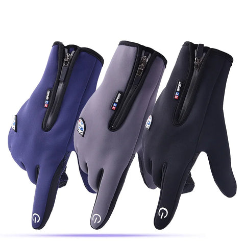 Winter Touchscreen Ski Mittens - Plus Size, Plush Velvet Fleece, Thick & Warm Outdoor Cycling Gloves for Men & Women