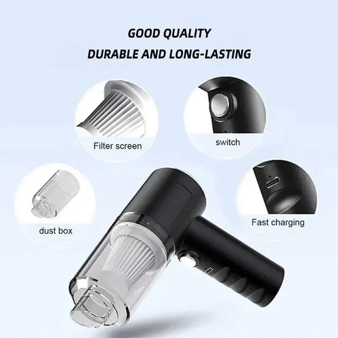 Portable Handheld Vacuum Cleaner - Compact Multi-Purpose Design for Cars and Small Household Cleaning