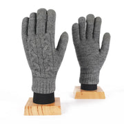 Women's Winter Knitted Full Finger Gloves - Solid Woolen Touch Screen Mittens for Cycling and Driving