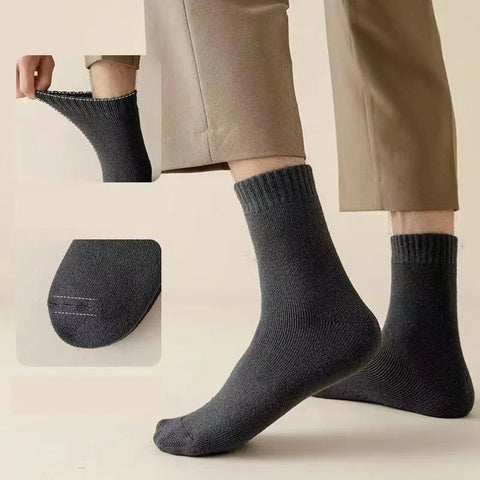 10 Pairs Men’s Cotton Socks - High-Quality, Thick, Soft, and Comfortable Solid Color Business Socks