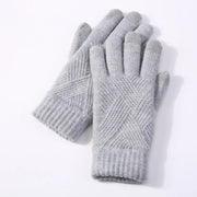 Women's Winter Knitted Full Finger Gloves - Solid Woolen Touch Screen Mittens for Cycling and Driving