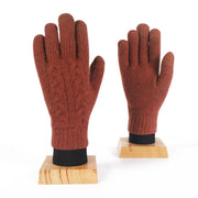 Women's Winter Knitted Full Finger Gloves - Solid Woolen Touch Screen Mittens for Cycling and Driving