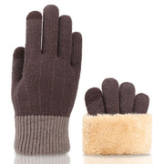 Women's Winter Knitted Full Finger Gloves - Solid Woolen Touch Screen Mittens for Cycling and Driving