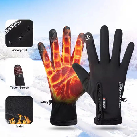 Professional Waterproof Thermal Motorcycle Gloves with Fleece Lining and Touch Screen Capability for Winter Riding