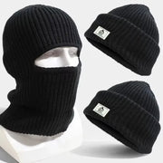 2-in-1 Winter Knitted Beanie Hat with Mask - Full-Face Balaclava for Men, Tactical Ski Cap with Earmuffs for Cycling