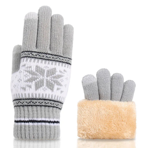 Women's Winter Knitted Full Finger Gloves - Solid Woolen Touch Screen Mittens for Cycling and Driving