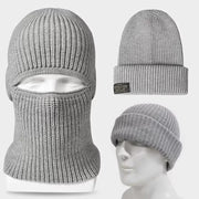 2-in-1 Winter Knitted Beanie with Mask - Trendy Full-Face Balaclava Hat for Men, Tactical Ski Cap with Earmuffs