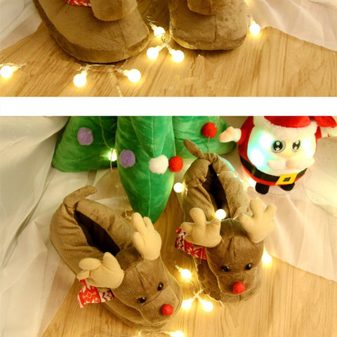 Cute Couple Christmas Elk Slippers