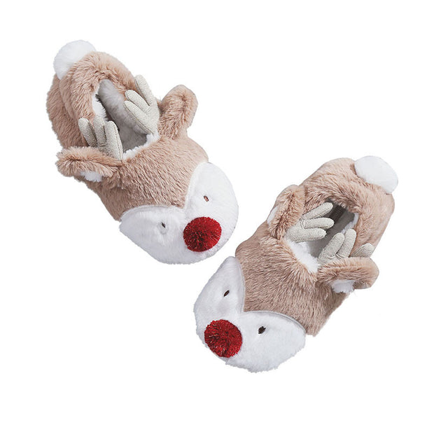 Christmas Style Cute Fawn Fur Bag With Women's Slippers