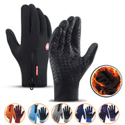 Thermal windproof waterproof winter gloves with touchscreen compatibility, providing warmth and comfort for men and women in cold-weather activities