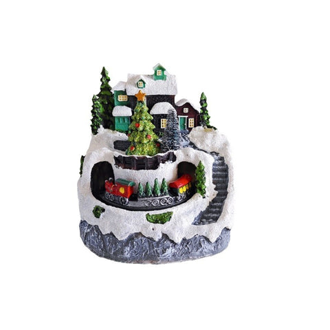 Christmas With Concert Rotating Train Resin Decorations Decorations