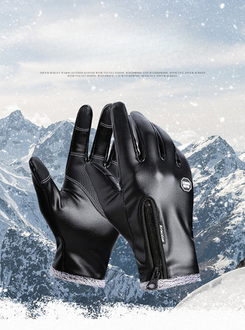 Men'S Winter Warm Leather Gloves Non-Slip Windproof Driving Touch Screen Gloves