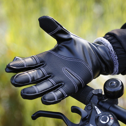 Men'S Winter Warm Leather Gloves Non-Slip Windproof Driving Touch Screen Gloves