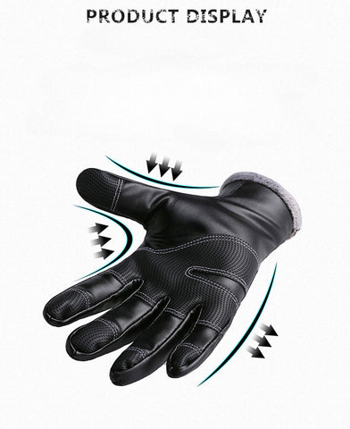 Men'S Winter Warm Leather Gloves Non-Slip Windproof Driving Touch Screen Gloves