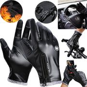 Men'S Winter Warm Leather Gloves Non-Slip Windproof Driving Touch Screen Gloves